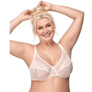 NWT! HSIA White Lace Bra 44D